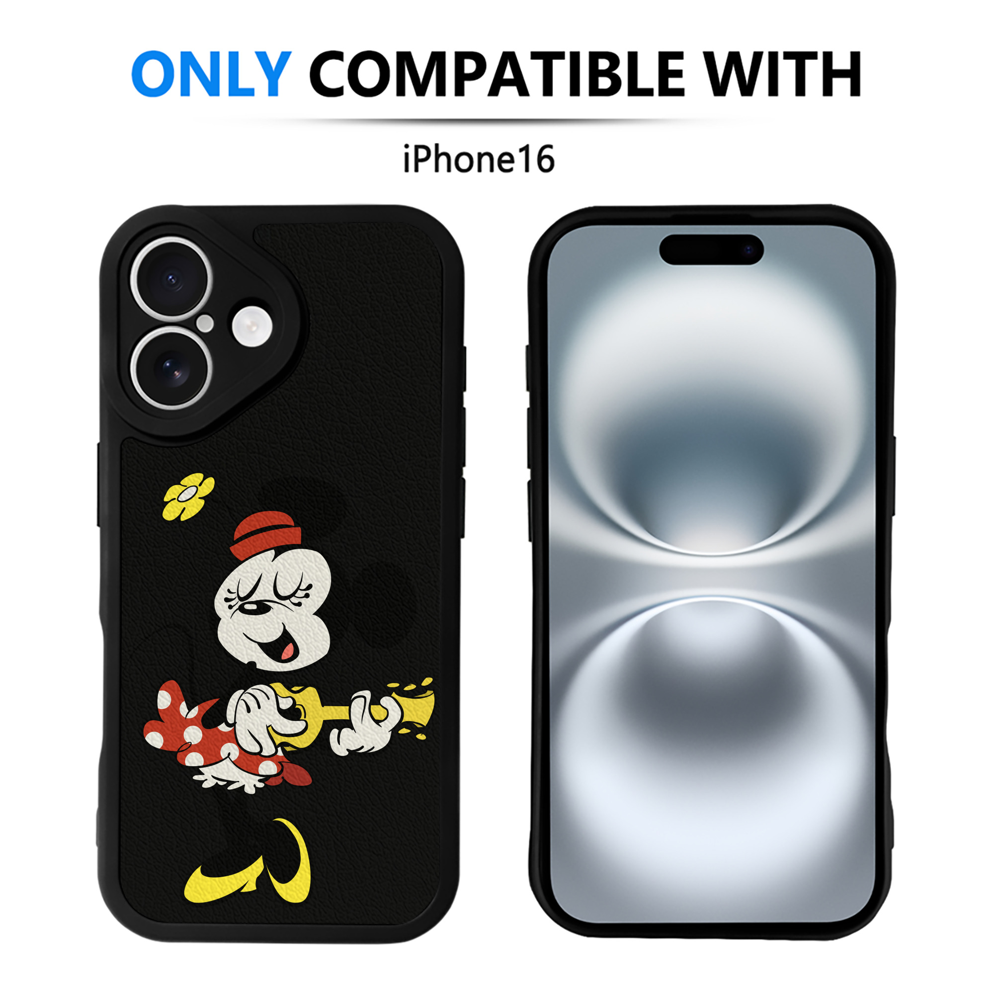 （画像用） ミッキーマウス Mickey Mouse 【iPhone 16シリーズ対応】シリコンスマホケース（レザー調） 材質：シリコン
